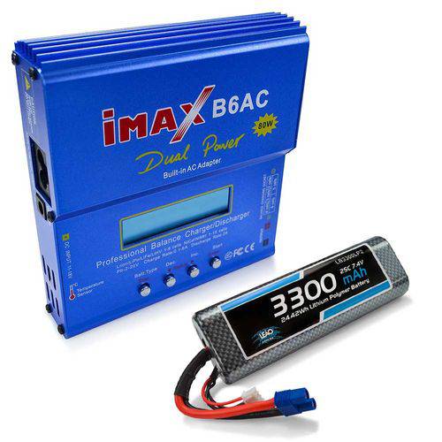 Carregador Imax B6ac e Bateria Lipo 7.4v - 3300mah - Ec3
