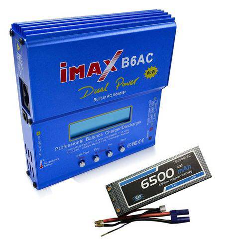 Carregador Imax B6ac e Bateria Lipo 7.4v - 6500mah - Ec5