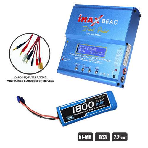 Carregador Imax B6ac e Bateria Nimh 7.2v - 1800mah - Ec3