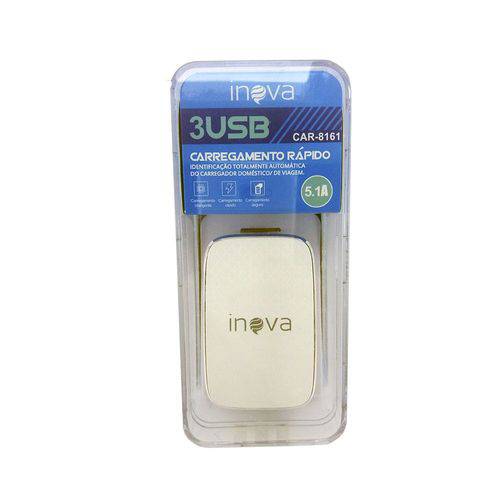 Carregador Rápido 5.1A com 3 Saídas USB Inova