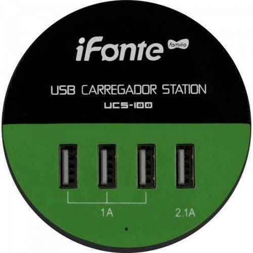 Carregador USB 4 Portas Ucs-100 Preto/Verde Exbom