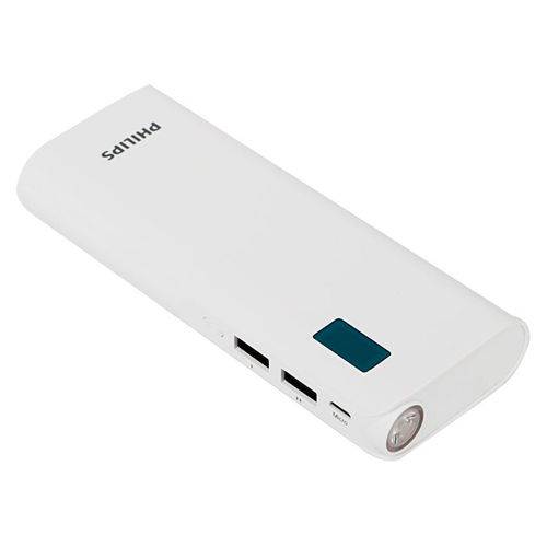 Carregador USB Portátil Philips Dlp10016 10.000mah - Led - Branco