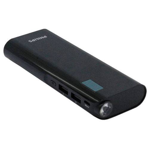Carregador USB Portátil Philips Dlp10016 10.000mah - Led - Preto
