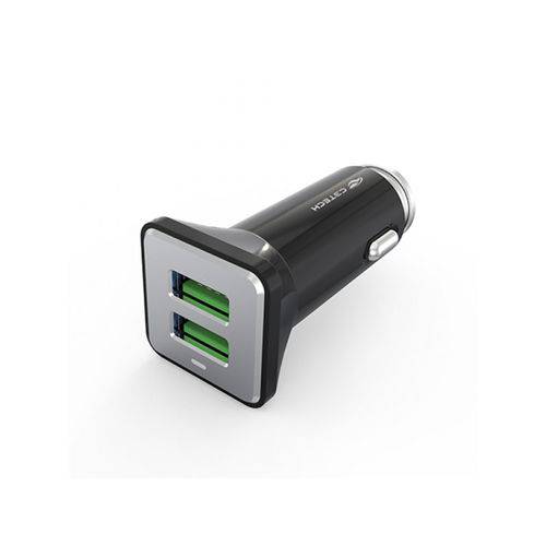 Carregador Veicular C3tech, 2 Portas USB, 4,2A + Cabo USB X Micro USB, 1 Metro - Preto/Verde - Ucv-