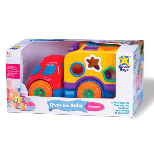 Carrinho Caminhão Robustos Baby com Peças Geométricas - Diver Toys