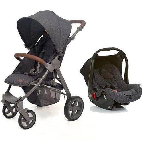 Carrinho de Bebê Avito Style Street (Cinza Escuro) com Bebê Conforto Risus - ABC Design
