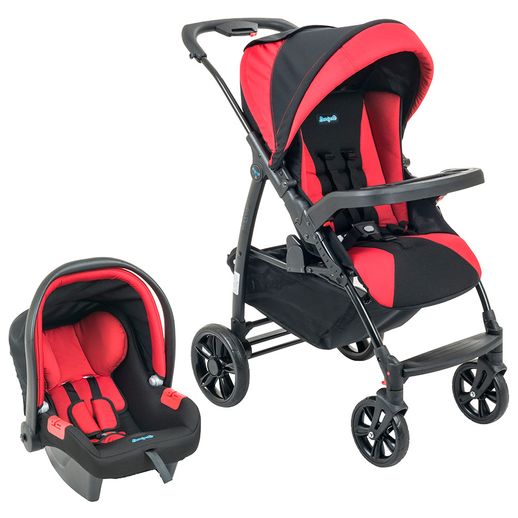 Carrinho de Bebê Travel System Conjunto Módulo com Bebê Conforto Punto Vermelho - Burigotto