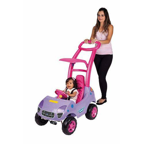Carrinho de EmpurrarRoller Baby Super Estofado Pedal Rosa Magic Toys