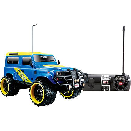 Carrinho Off-Road com Controle Remoto 1:16 Land Rover Defender Azul - Maisto