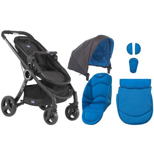 Carrinho Urban Plus + Bebê Conforto Key Fit Chicco Azul