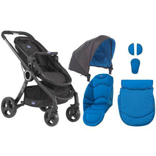 Carrinho Urban Plus + Bebê Conforto Keyfit + Kit Color Azul - Chicco