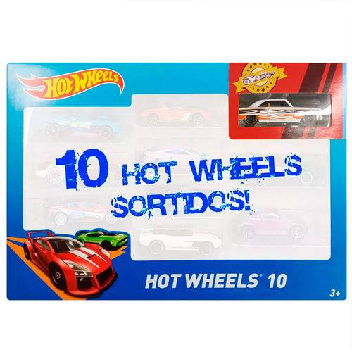 Carrinhos Hot Wheels - Pacote com 10 Carros - R - Mattel