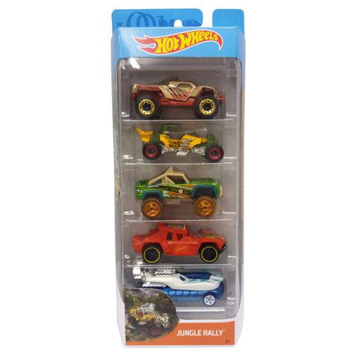 Carrinhos Hot Wheels - Pacote com 5 Carros - Jungle Rally - Mattel