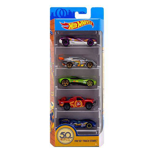 Carrinhos Hot Wheels - Pacote com 5 Carros - Mattel - Hw 5o Track Stars