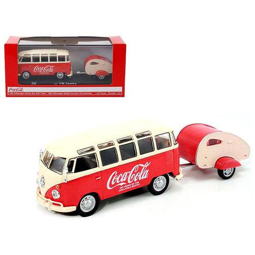 Carro Coca Cola Volkswagen Samba Bus com Trailer 1962 Escala 1/43