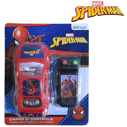 Carro com Controle Remoto com Fio a Pilha Homem Aranha Spider Man na Cartela