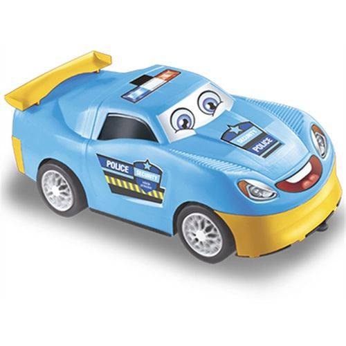 Carro de Polícia Top Racer Roda Livre Zuca Toys Azul
