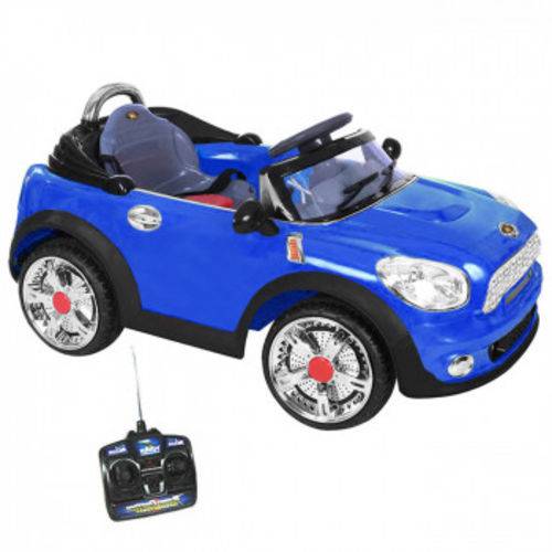 Carro Eletrico Mini Cooper Conversivel com Controle Remoto 6v Cor Azul Bel