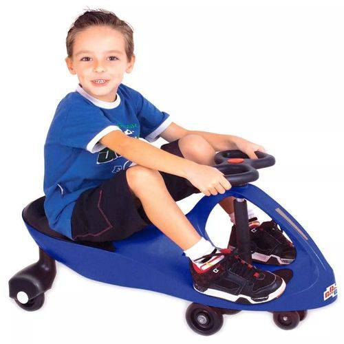 Mini Carro Gira Car Azul Mais Kit Capacete Preto Mais Kit Proteção Cotoveleira e Joelheira