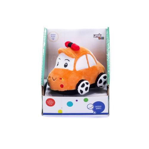 Carro Laranja de Pelúcia - Chocalho Infantil - Unik Toys