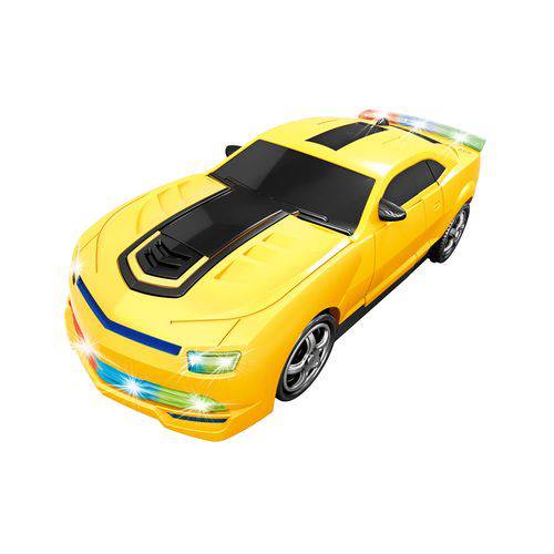 Carro Robô Amarelo Transformes com Som e Luz - Coloria