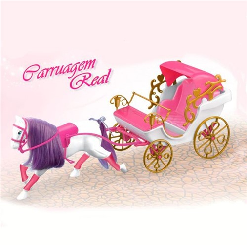 Carruagem Real para Bonecas Princesas Líder Brinquedos Rosa