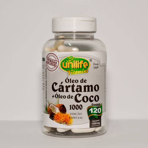 Cartamo + Coco 120 Cápsulas 1200mg - Óleo de Cartamo + Óleo de Coco - Unilife