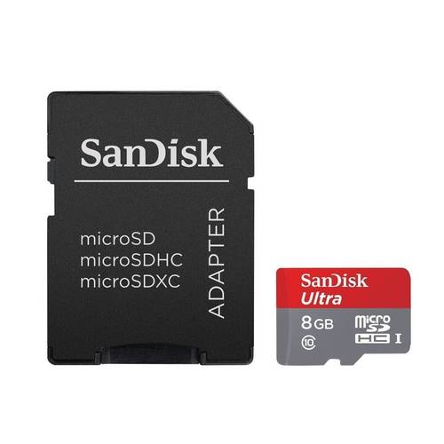 Cartão 8gb Microsdhc Ultra Sandisk Classe 10 Uhs-I Adaptador Sd (Sdsdquan-008g-G4a)