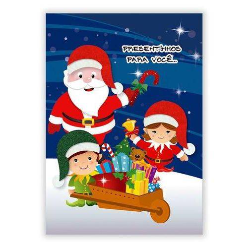 Cartão Artesanal Papai Noel com Duendes