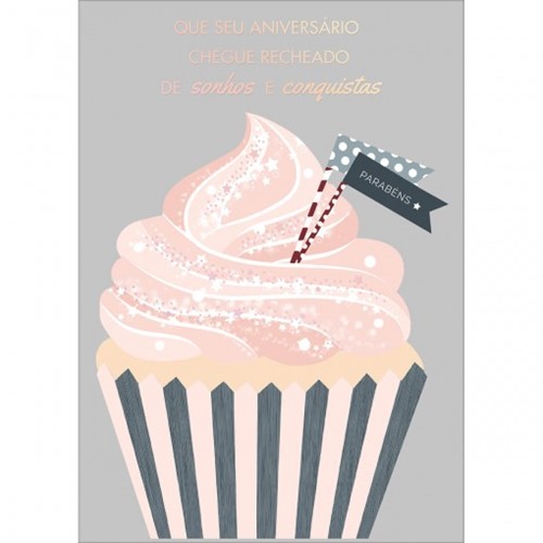 Cartão By Grafon's Aniversário Estampa Cupcake