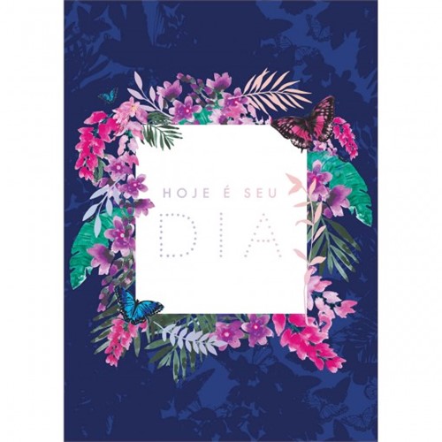Cartão By Grafon's Aniversário Estampa Flores e Borboleta