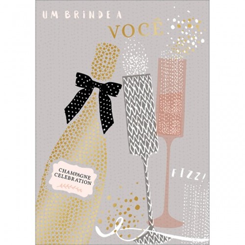 Cartão By Grafon's Aniversário Estampa Garrafa Champagne