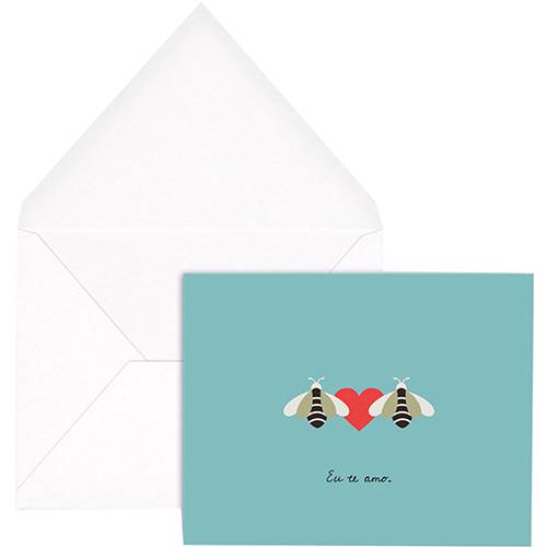 Cartão com Envelope eu te Amo Bee Turquesa - Joy Paper