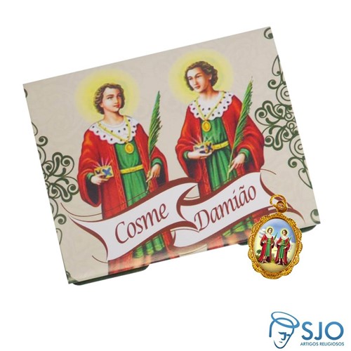 Cartão com Medalha de São Cosme e Damião | SJO Artigos Religiosos