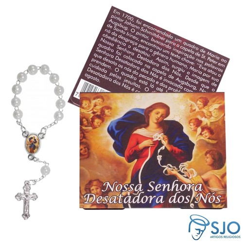 Cartão com Mini Terço de Nossa Senhora Desatadora dos Nós | SJO Artigos Religiosos