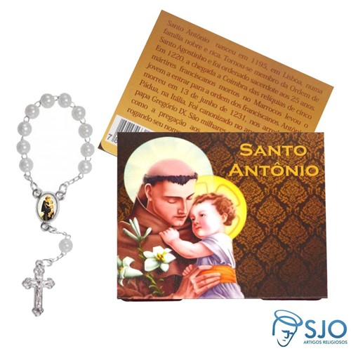 Cartão com Mini Terço de Santo Antônio | SJO Artigos Religiosos