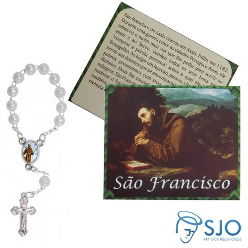 Cartão com Mini Terço de São Francisco de Assis | SJO Artigos Religiosos