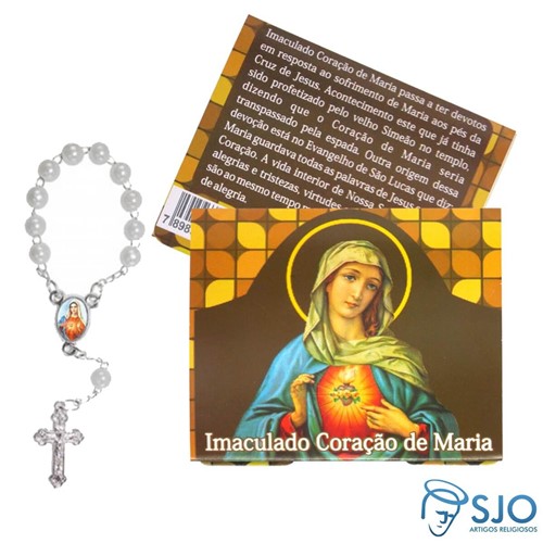 Cartão com Mini Terço do Imaculado Coração de Maria | SJO Artigos Religiosos