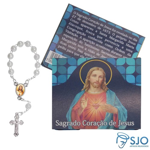 Cartão com Mini Terço do Sagrado Coração de Jesus | SJO Artigos Religiosos