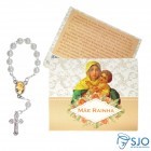 Cartão com Mini Terço Mãe Rainha | SJO Artigos Religiosos