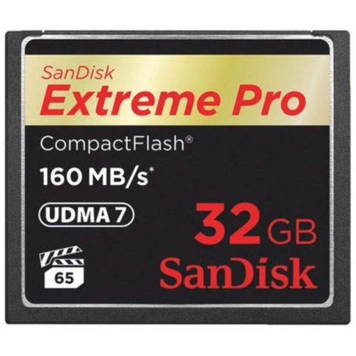 Cartão Compact Flash 32gb Sandisk Extreme Pro de 160mb/s e Udma 7 para Vídeos 4k