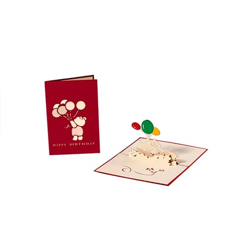Cartão 3D Happy Birthday - Vermelho