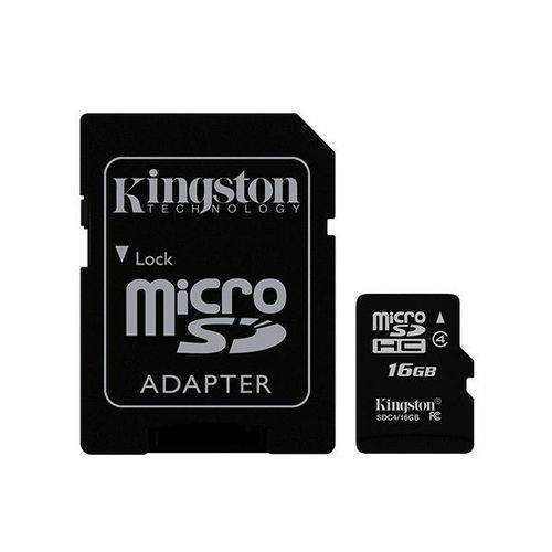 Cartão de Memória 16gb Micro Sd C/ Adapt. Kingston