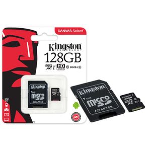 Cartão de Memória 128GB Classe 10 Kingston SDCS/128GB Micro SDXC 80R/10W UHS-I U1 Canvas Select