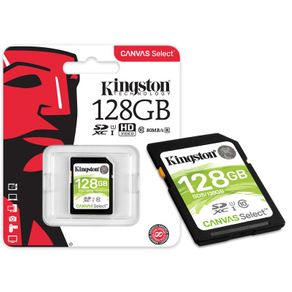 Cartão de Memória 128GB Classe 10 Kingston SDS/128GB SDXC 80R/10W UHS-I U1 Canvas Select