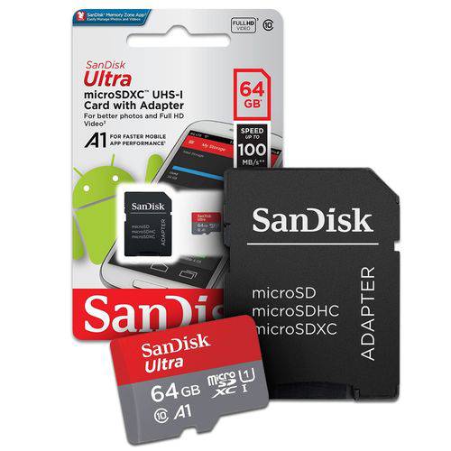 Cartão de Memoria 64gb Micro Sd Cl10 100mb/s Ultra Plus Sdsquar Sandisk