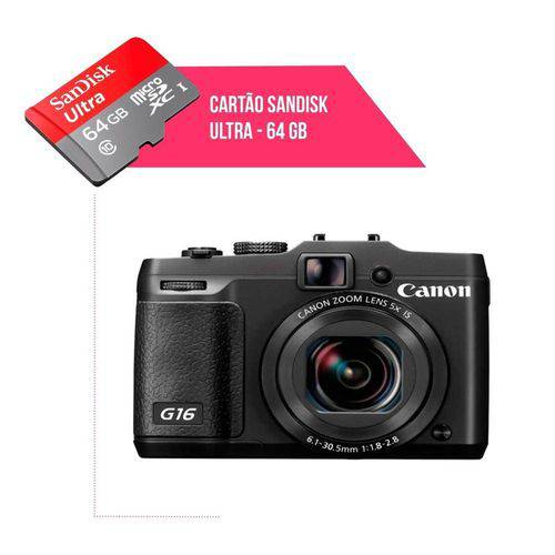 Cartão de Memória 64gb Ultra para Câmera Canon G16