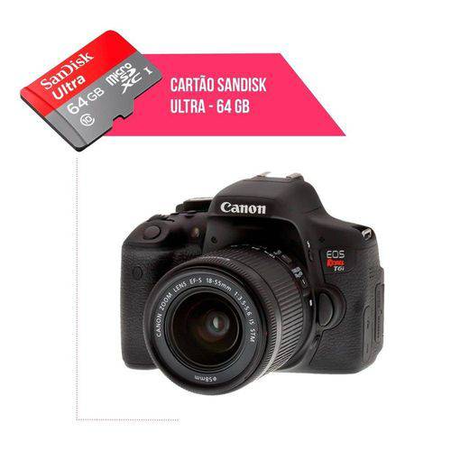 Cartão de Memória 64gb Ultra para Câmera Canon T6i