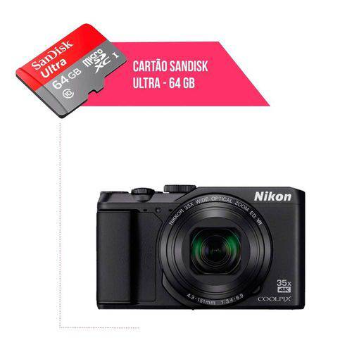 Cartão de Memória 64gb Ultra para Câmera Nikon Coolpix A900