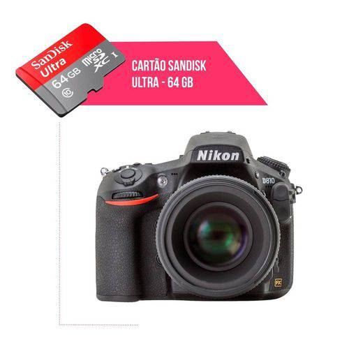 Cartão de Memória 64gb Ultra para Câmera Nikon Coolpix D810